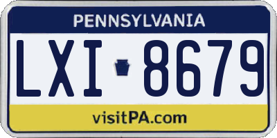 PA license plate LXI8679