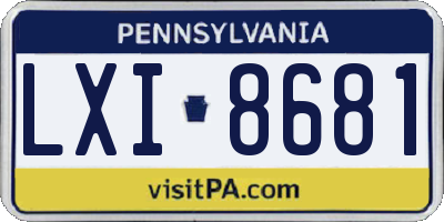 PA license plate LXI8681