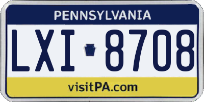 PA license plate LXI8708
