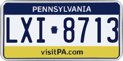 PA license plate LXI8713