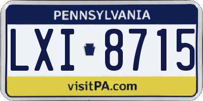 PA license plate LXI8715