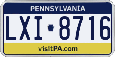 PA license plate LXI8716