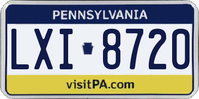 PA license plate LXI8720