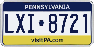 PA license plate LXI8721