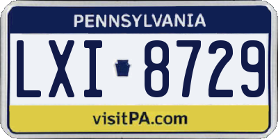 PA license plate LXI8729