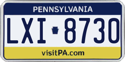 PA license plate LXI8730