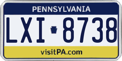 PA license plate LXI8738