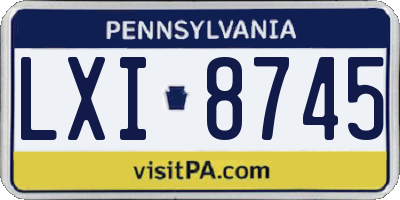 PA license plate LXI8745