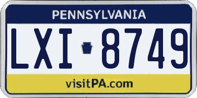 PA license plate LXI8749