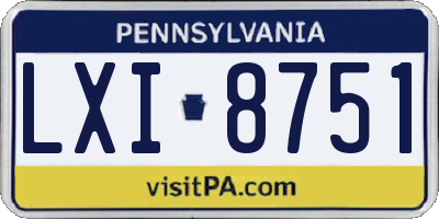 PA license plate LXI8751
