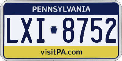 PA license plate LXI8752