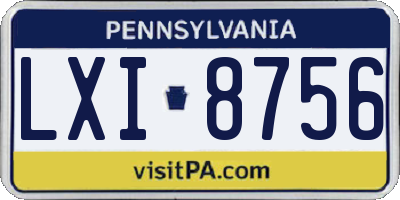 PA license plate LXI8756
