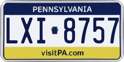 PA license plate LXI8757