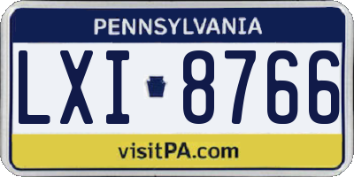 PA license plate LXI8766