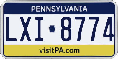 PA license plate LXI8774