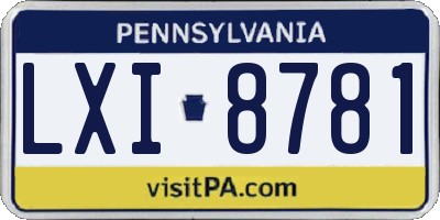 PA license plate LXI8781
