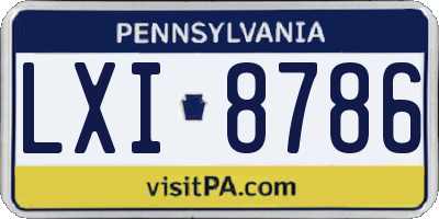 PA license plate LXI8786