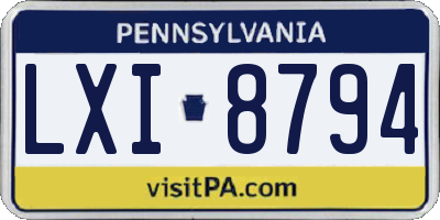PA license plate LXI8794