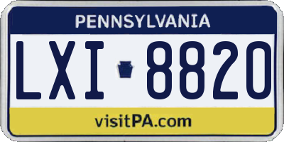 PA license plate LXI8820
