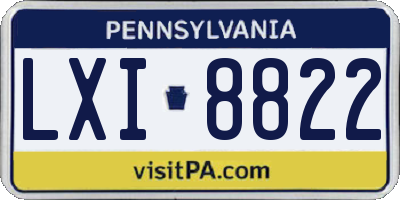 PA license plate LXI8822