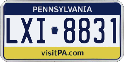 PA license plate LXI8831