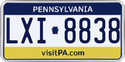 PA license plate LXI8838
