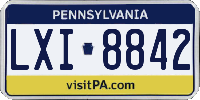 PA license plate LXI8842