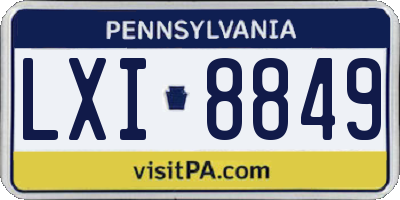 PA license plate LXI8849