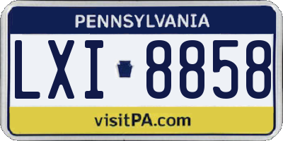 PA license plate LXI8858