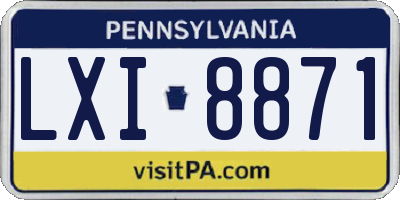PA license plate LXI8871