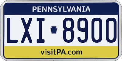 PA license plate LXI8900