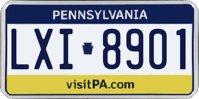 PA license plate LXI8901