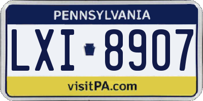 PA license plate LXI8907