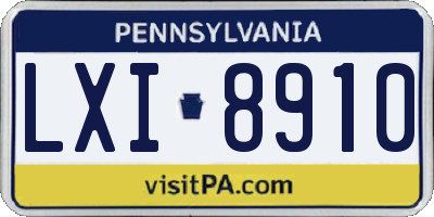 PA license plate LXI8910