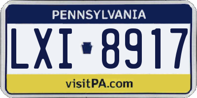 PA license plate LXI8917