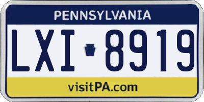 PA license plate LXI8919