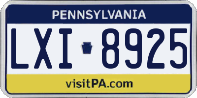 PA license plate LXI8925