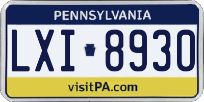 PA license plate LXI8930