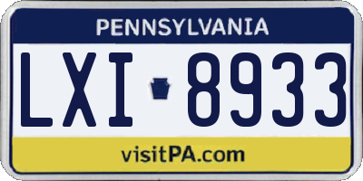 PA license plate LXI8933