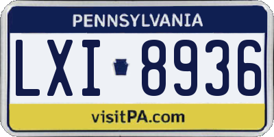 PA license plate LXI8936