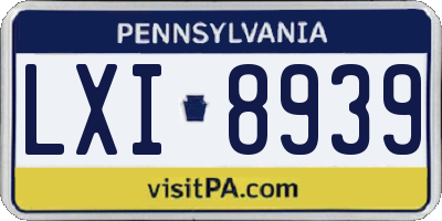 PA license plate LXI8939