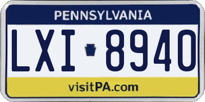 PA license plate LXI8940