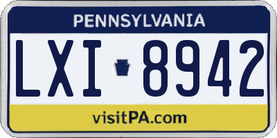 PA license plate LXI8942