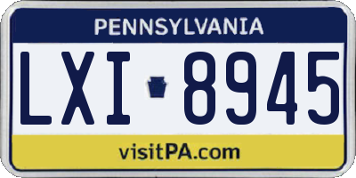 PA license plate LXI8945