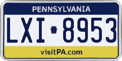 PA license plate LXI8953