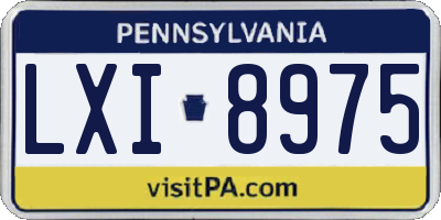 PA license plate LXI8975