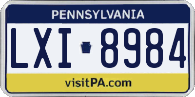 PA license plate LXI8984