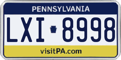 PA license plate LXI8998