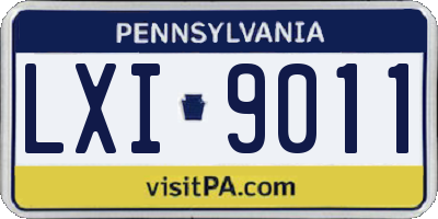 PA license plate LXI9011