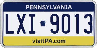 PA license plate LXI9013